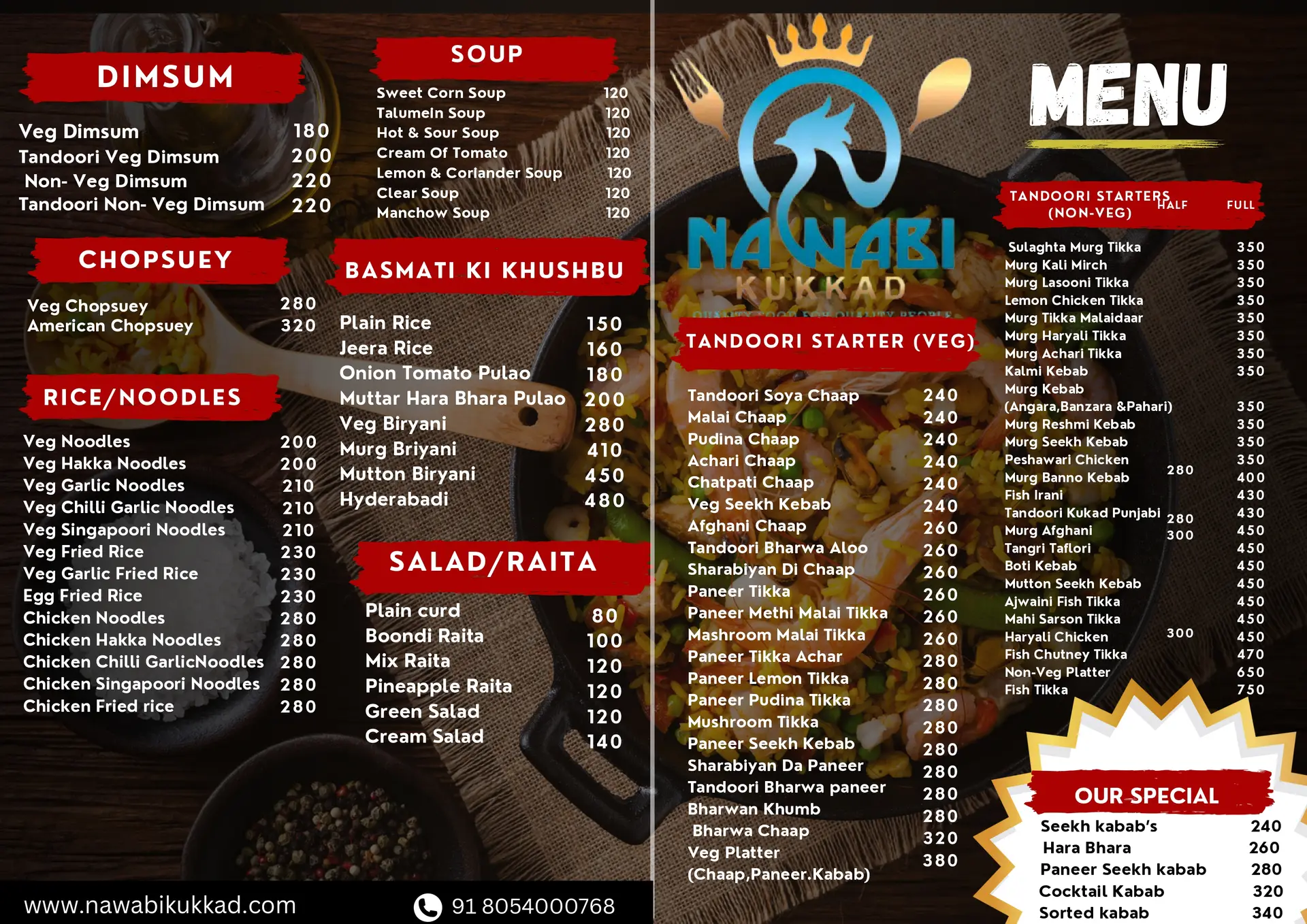 Nawabi kukkad menu